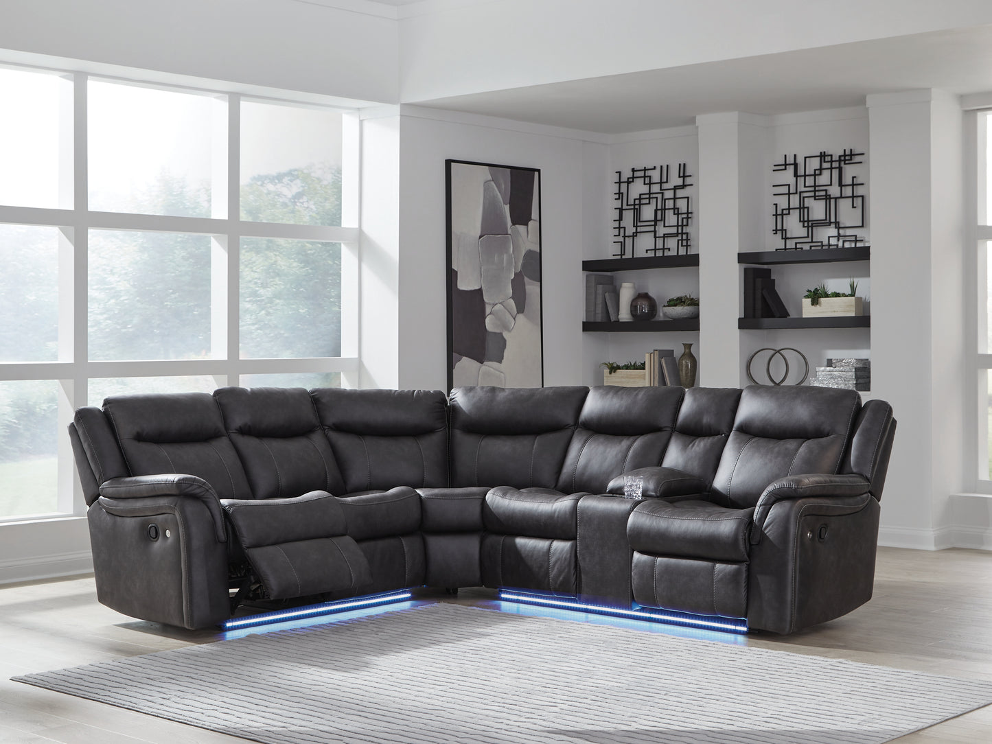 Auburndale Furniture Outlet - Ashley Furniture - Sultan Meadow Sectional - 2-Piece Reclining Sectional / Carbon - PC13001S1