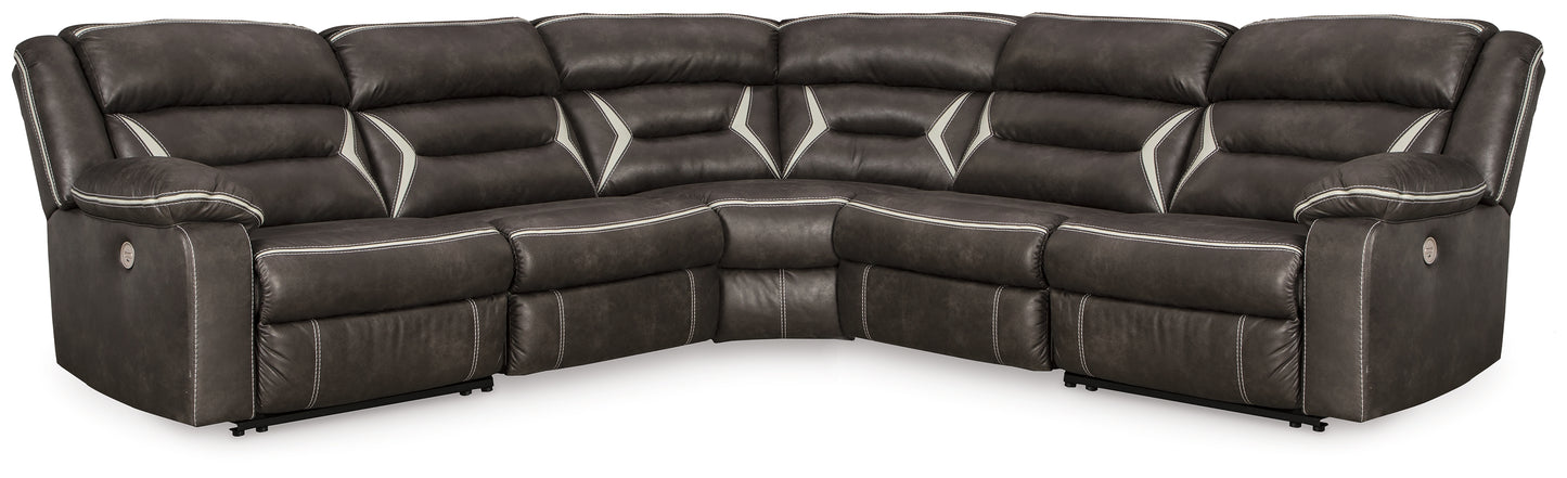 Auburndale Furniture Outlet - Ashley Furniture - Kincord Sectional - 5-Piece Power Reclining Sectional / Midnight - 13104S6