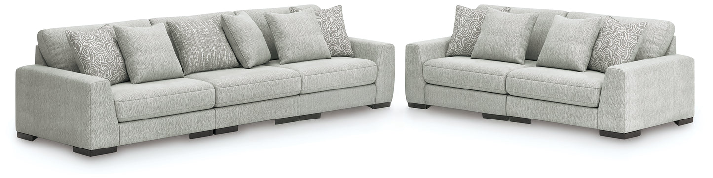 Auburndale Furniture Outlet - Ashley Furniture - Regent Park 3-Piece Sectional Sofa and 2-Piece Sectional Loveseat - 3-Piece Sectional Sofa and 2-Piece Sectional Loveseat / Pewter - 14404U4
