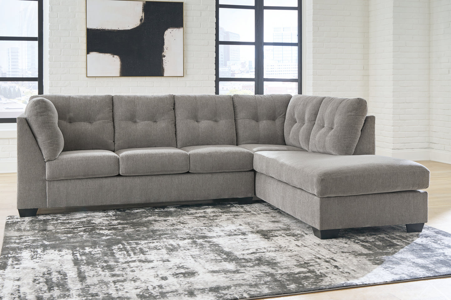 Auburndale Furniture Outlet - Ashley Furniture - Lanelly Sectional - LAF 2-Piece Sectional with Chaise / Alloy - 17504S1