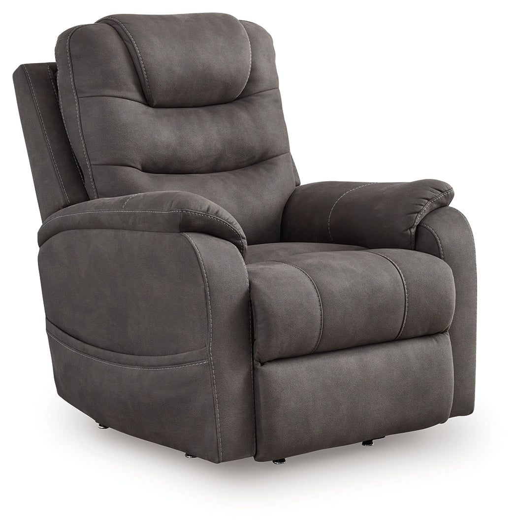 Auburndale Furniture Outlet - Ashley Furniture - Snowfield Living Room - Power Lift Recliner / Gunmetal - 1760912