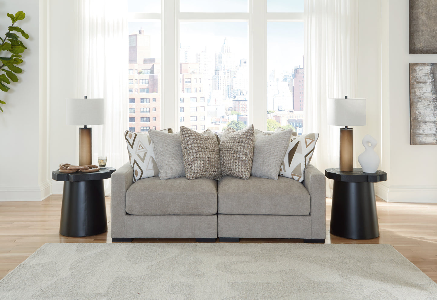 Auburndale Furniture Outlet - Ashley Furniture - Aslan Court Sectional - RAF 6-Piece Sectional with Chaise / Flax - 20305S8