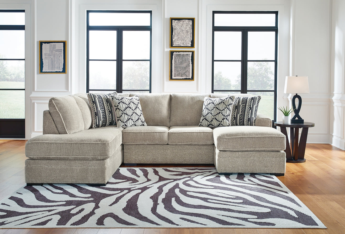 Auburndale Furniture Outlet - Ashley Furniture - Calnita Sectional - RAF 2-Piece Sectional with Chaise / Sisal - 20502S2
