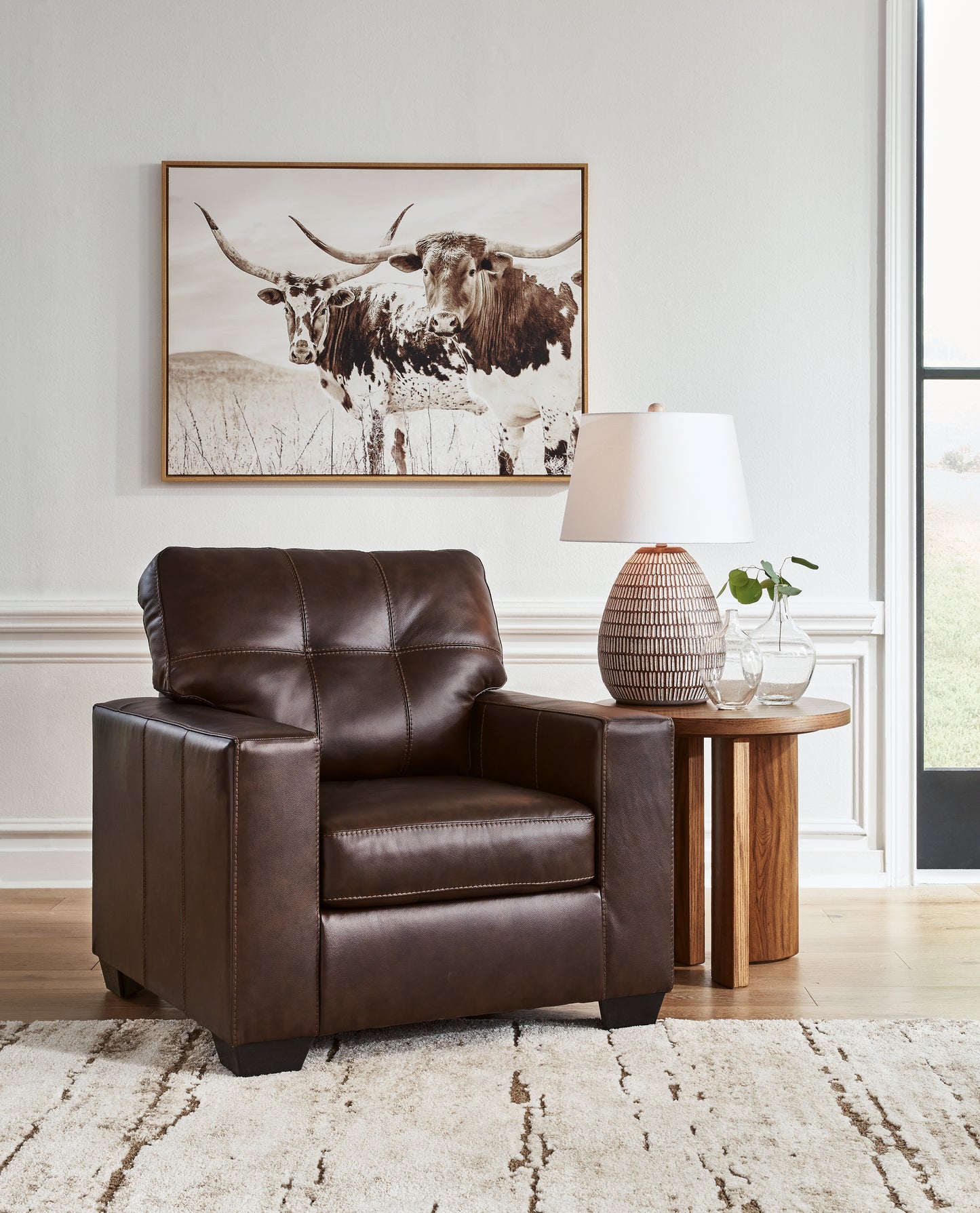 Auburndale Furniture Outlet - Ashley Furniture - Santorine Living Room - Chair / Dark Brown - 2170620