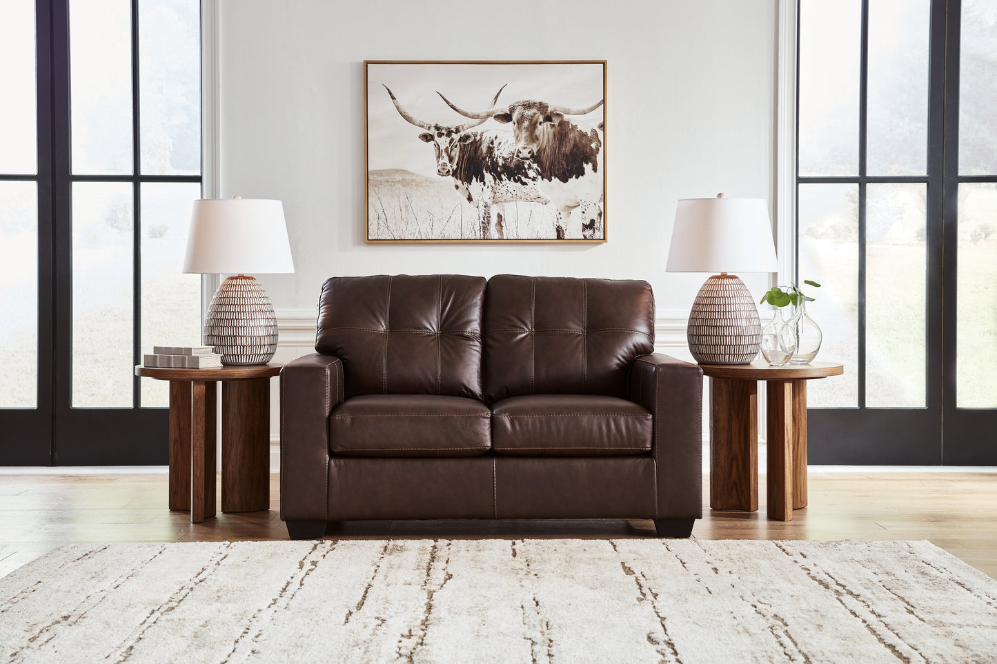 Auburndale Furniture Outlet - Ashley Furniture - Santorine Living Room - Loveseat / Dark Brown - 2170635