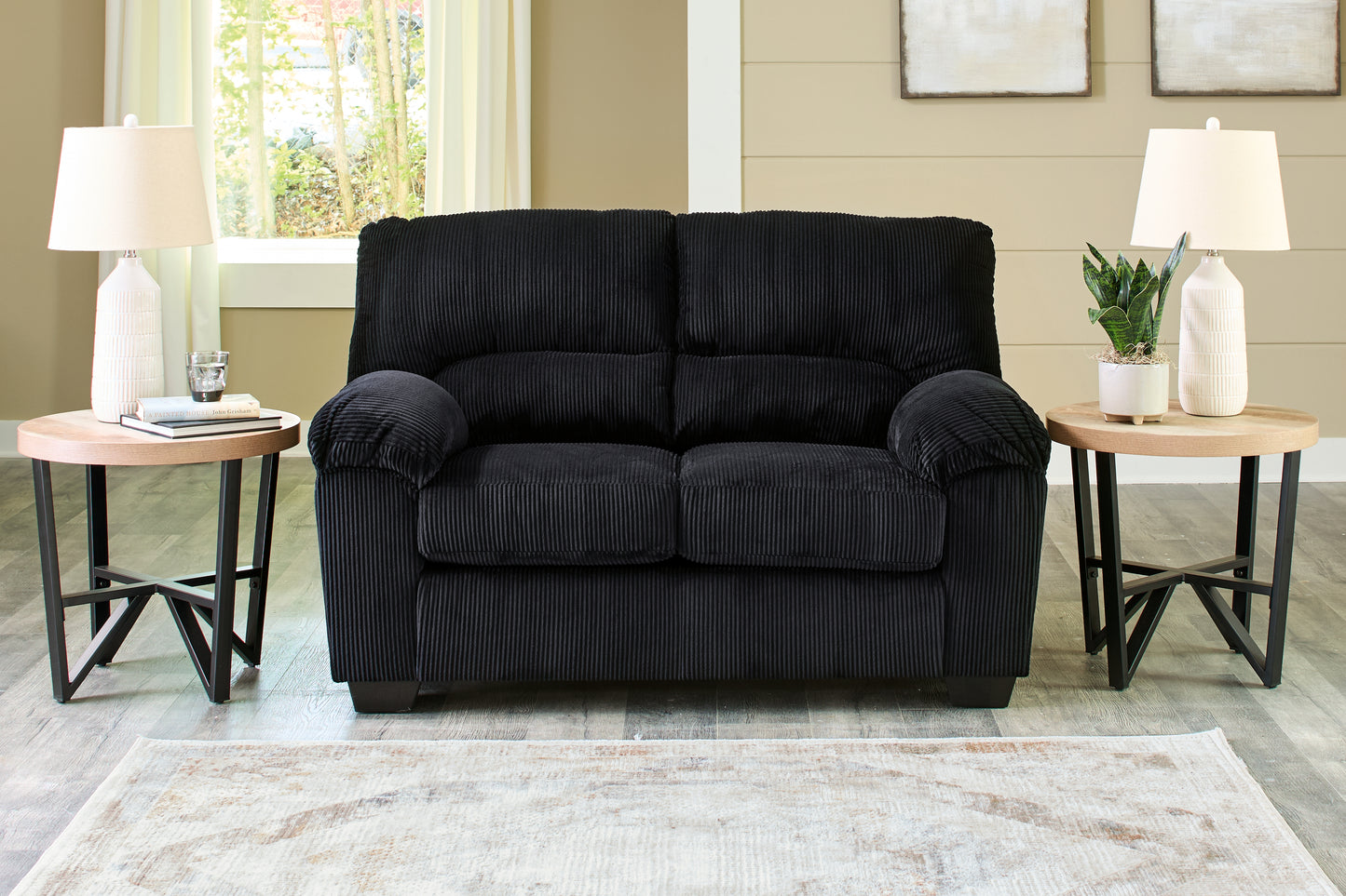 Auburndale Furniture Outlet - Ashley Furniture - SimpleJoy Living Room - Loveseat / Onyx - 2420435