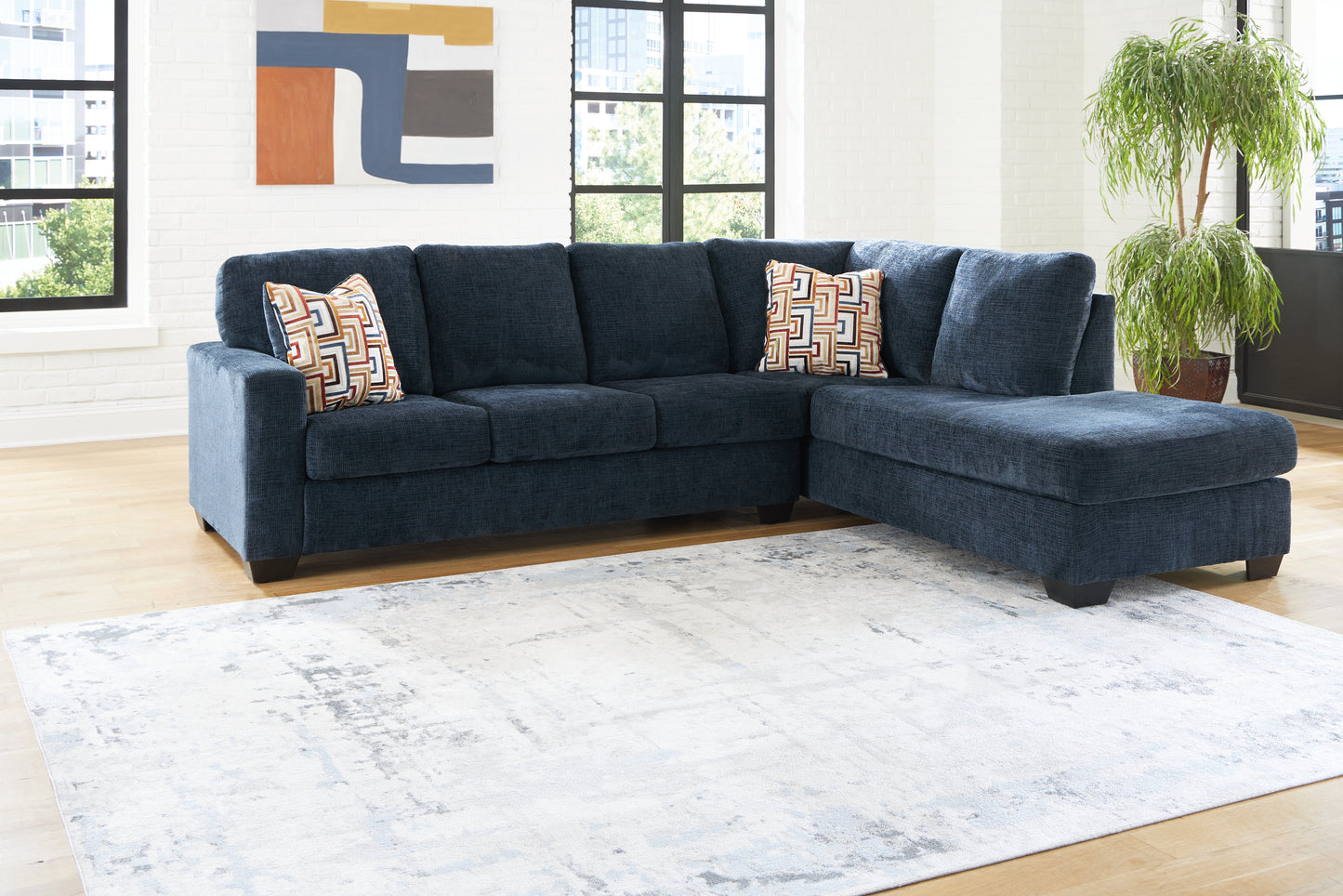 Auburndale Furniture Outlet - Ashley Furniture - Aviemore Sectional - LAF 2-Piece Sectional with Chaise / Ink - 24303S2