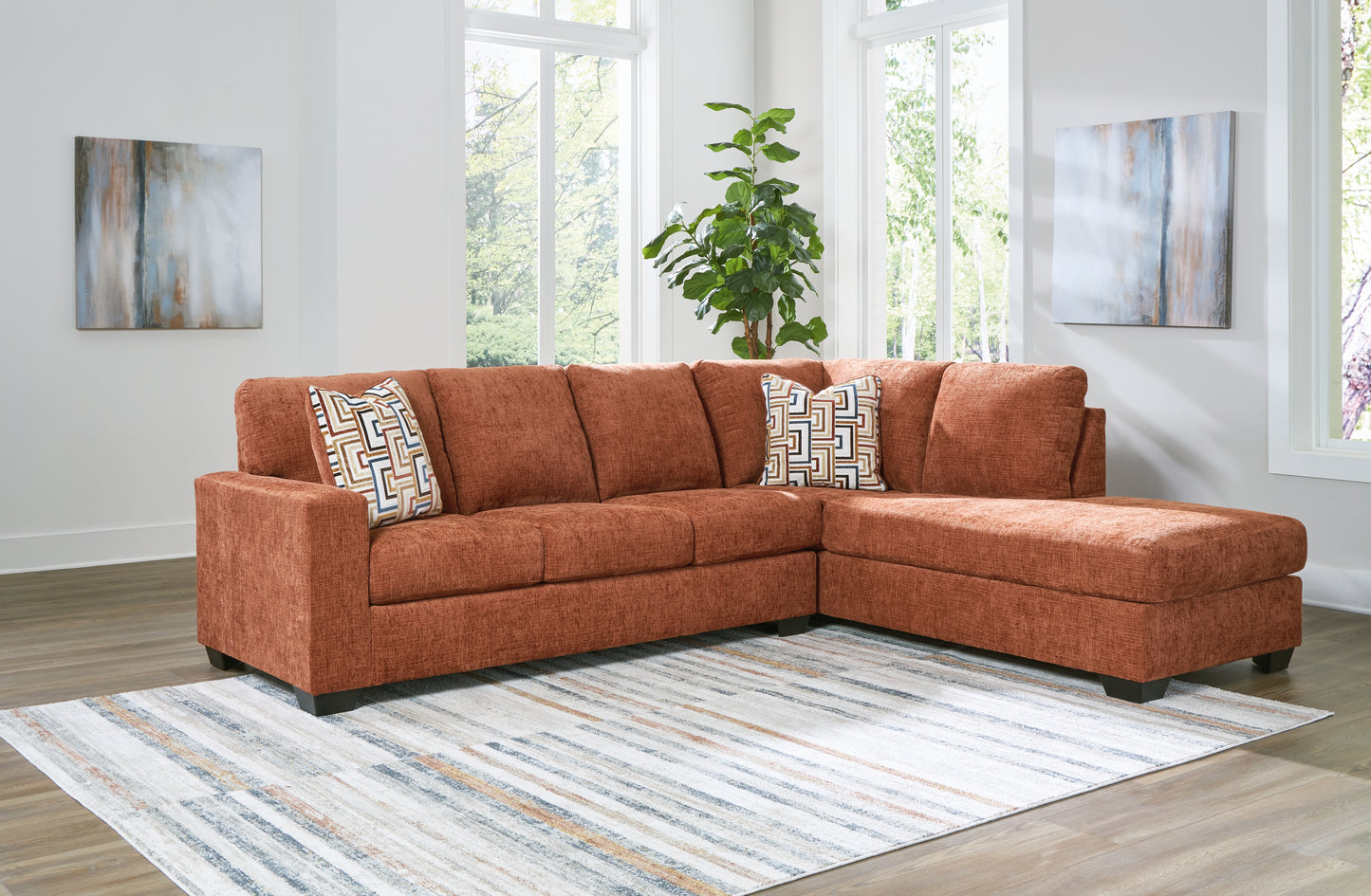 Auburndale Furniture Outlet - Ashley Furniture - Aviemore Sectional - LAF 2-Piece Sectional with Chaise / Spice - 24304S2
