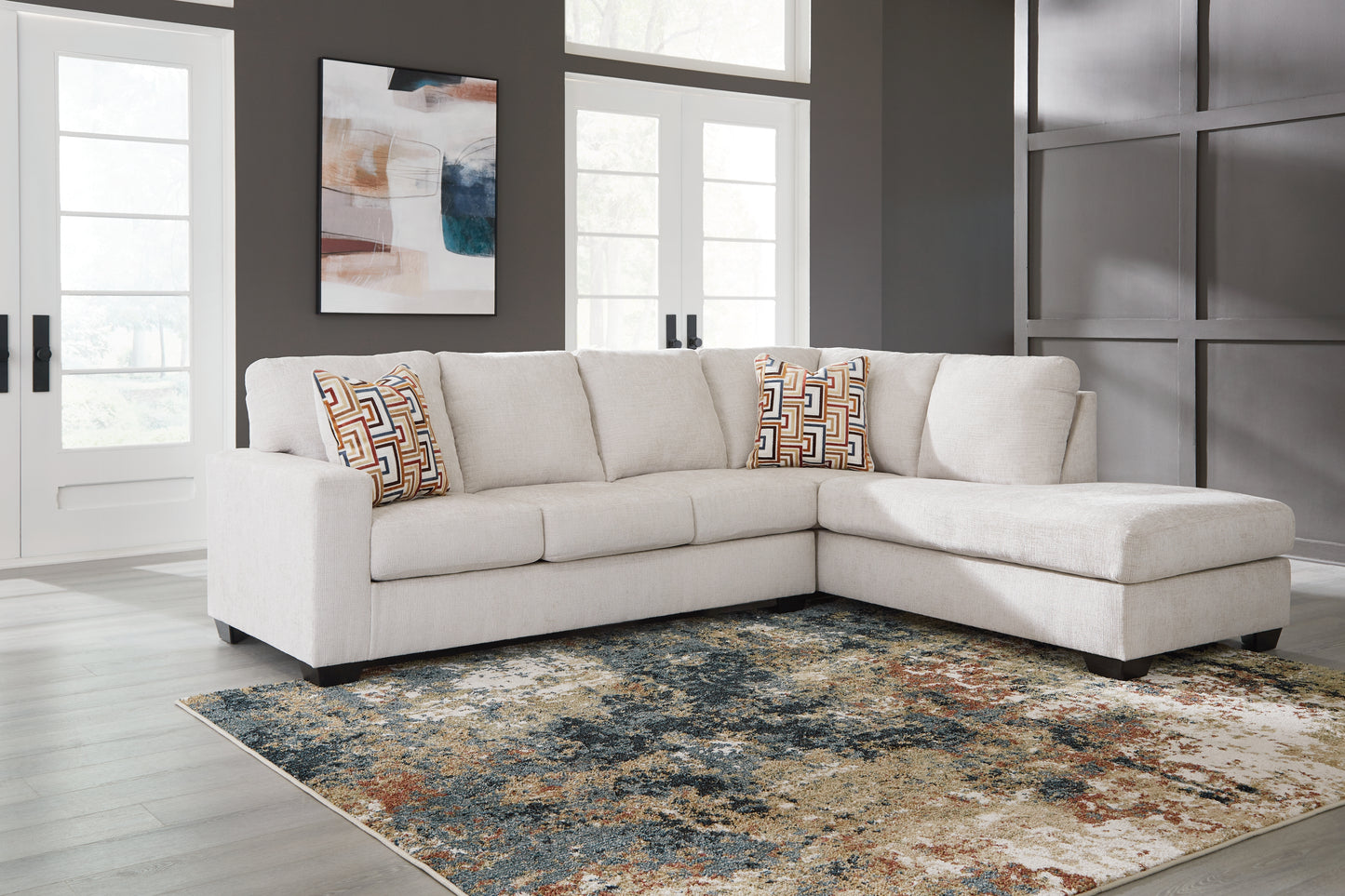 Auburndale Furniture Outlet - Ashley Furniture - Aviemore Sectional - LAF 2-Piece Sectional with Chaise / Stone - 24305S2