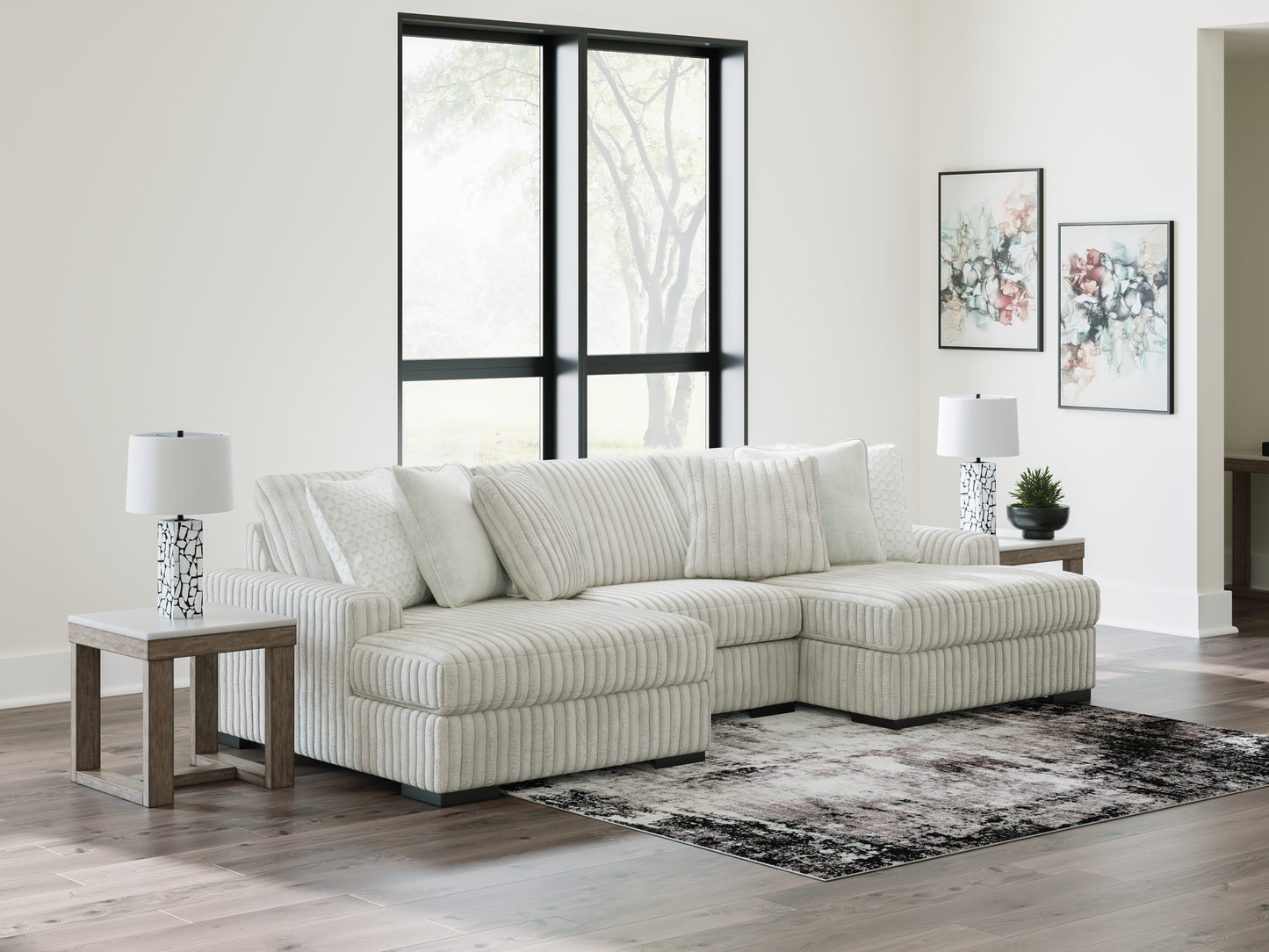 Auburndale Furniture Outlet - Ashley Furniture - Stupendous Sectional - RAF 3-Piece Sectional with Double Chaise / Alloy - 25903S4