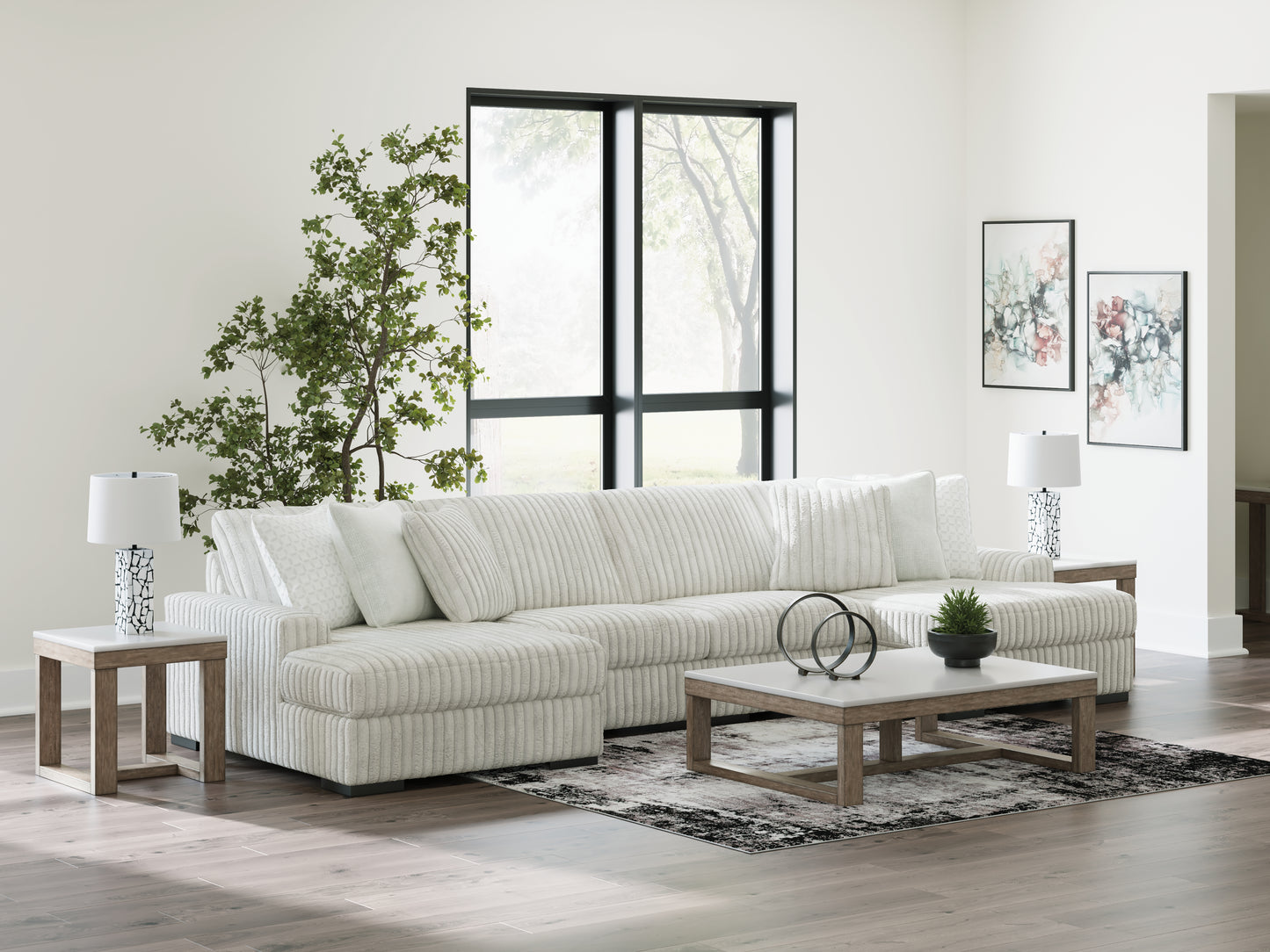 Auburndale Furniture Outlet - Ashley Furniture - Stupendous Sectional - RAF 4-Piece Sectional with Double Chaise / Alloy - 25903S5