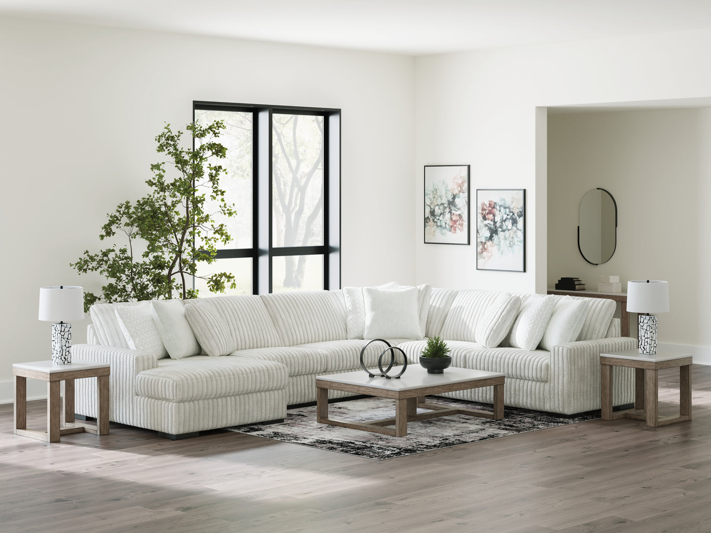 Auburndale Furniture Outlet - Ashley Furniture - Stupendous Sectional - RAF 5-Piece Sectional with Chaise / Alloy - 25903S8
