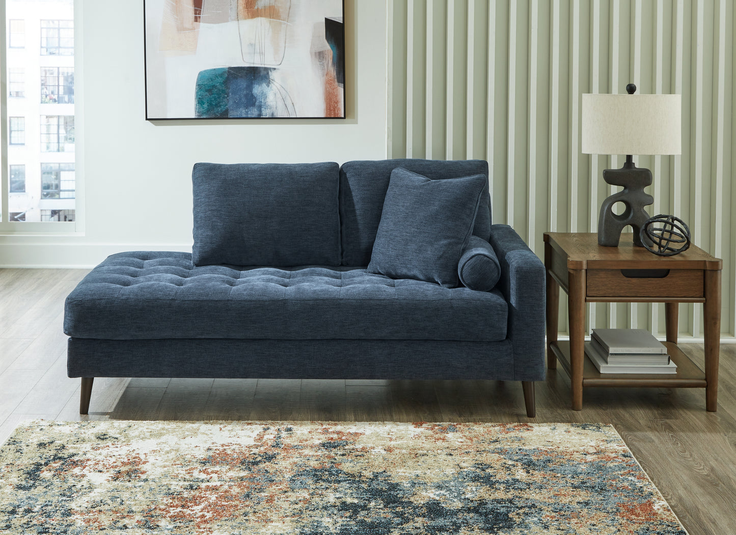 Auburndale Furniture Outlet - Ashley Furniture - Bixler Living Room - RAF Corner Chaise / Navy - 2610617