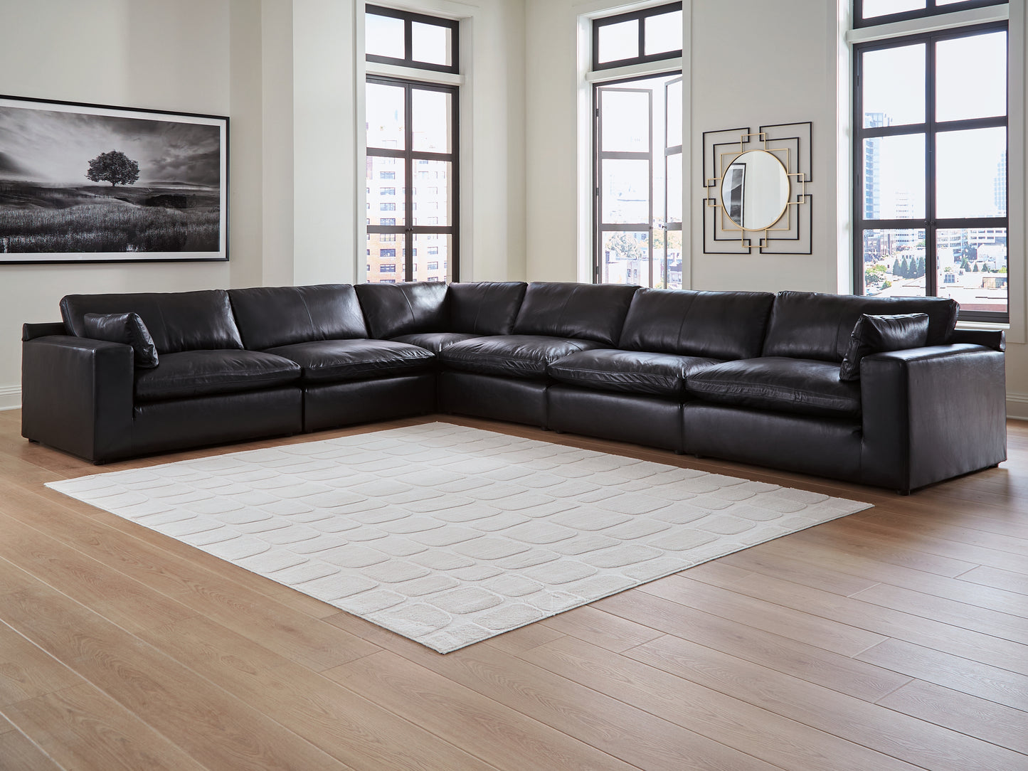 Auburndale Furniture Outlet - Ashley Furniture - Emilia Sectional - RAF 6-Piece Sectional / Black - 30902S5