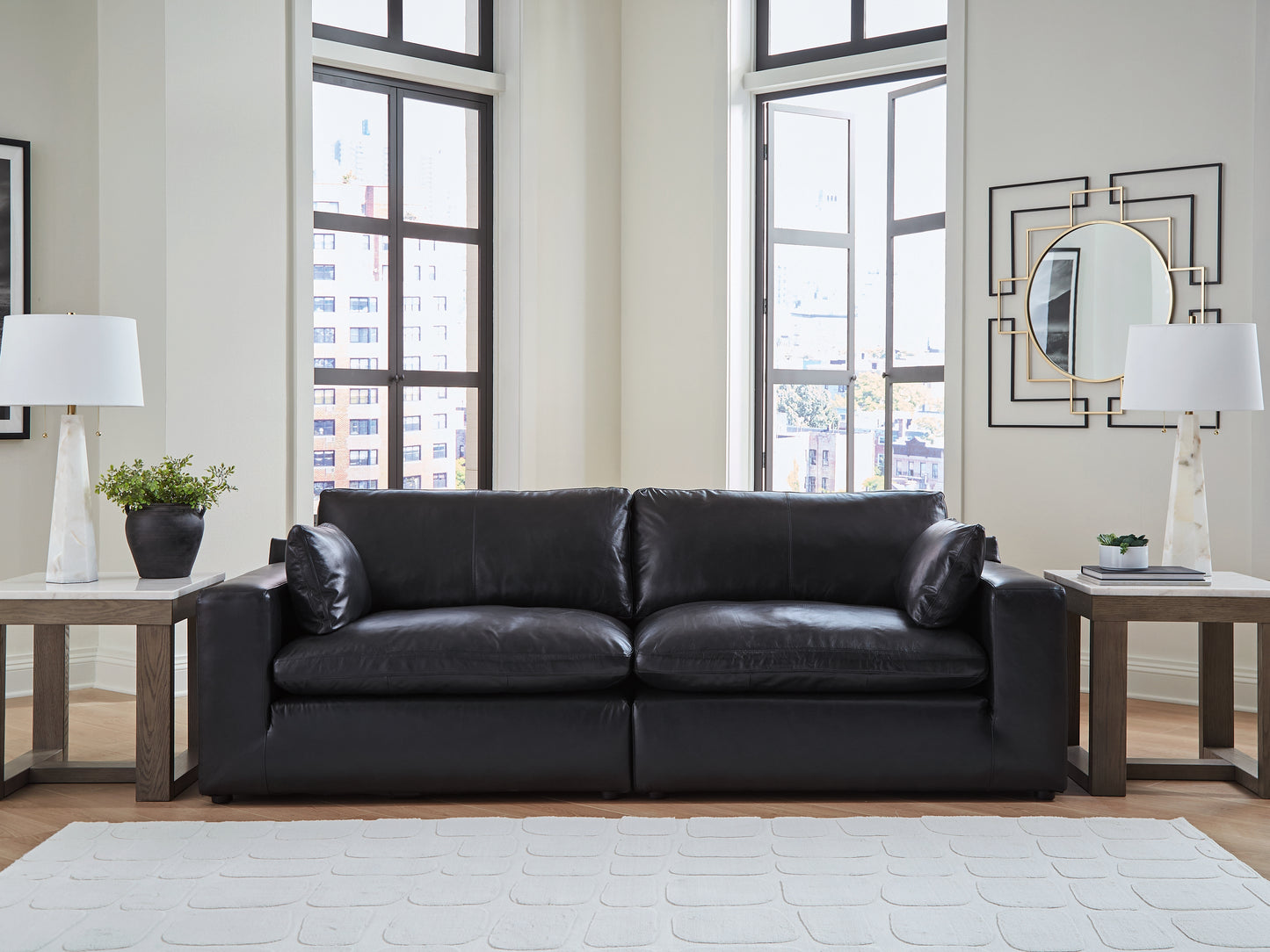Auburndale Furniture Outlet - Ashley Furniture - Emilia Sectional - RAF 2-Piece Sectional Loveseat / Black - 30902S1