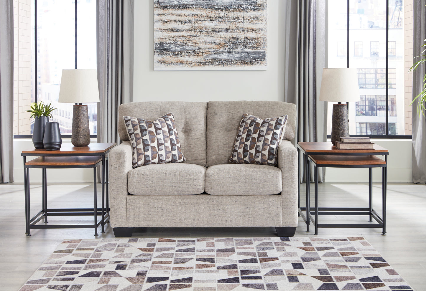 Auburndale Furniture Outlet - Ashley Furniture - Mahoney Living Room - Loveseat / Pebble - 3100435