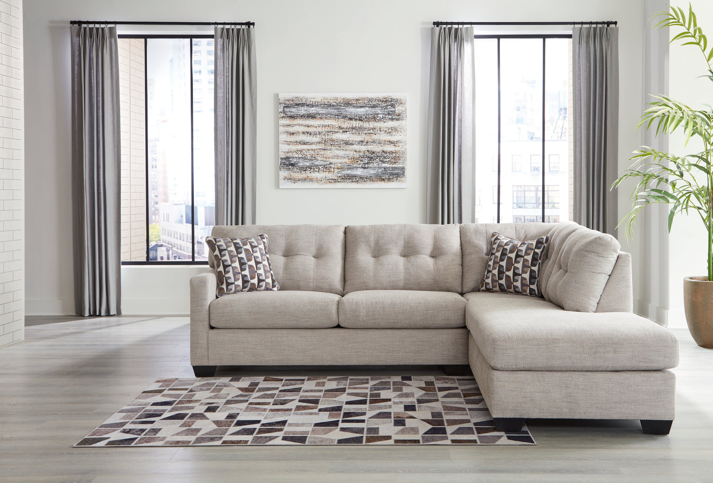 Auburndale Furniture Outlet - Ashley Furniture - Mahoney Sectional - LAF 2-Piece Sectional with Chaise / Pebble - 31004S2