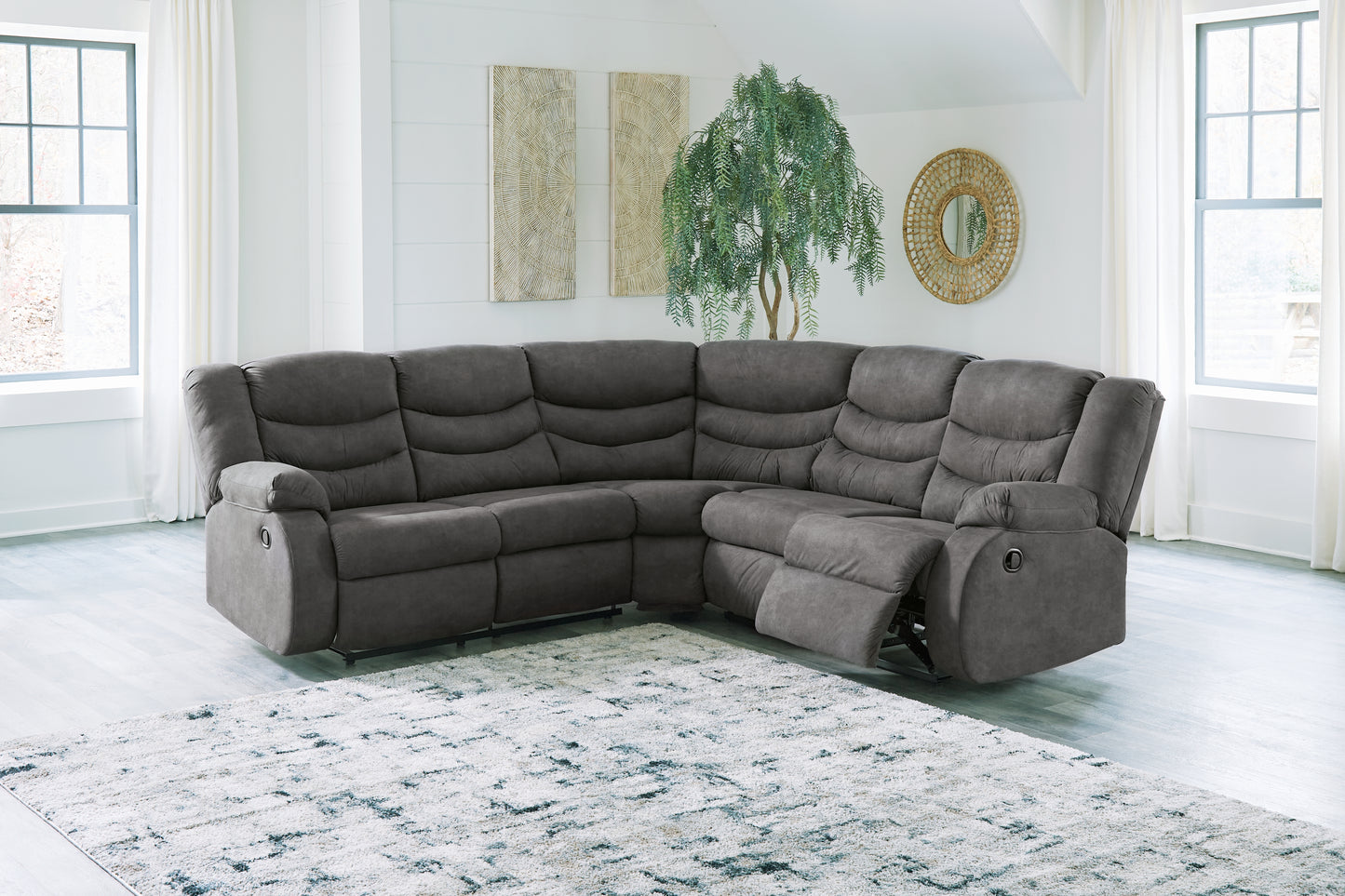 Auburndale Furniture Outlet - Ashley Furniture - Partymate Sectional - 2-Piece Reclining Sectional / Slate - 36903S2