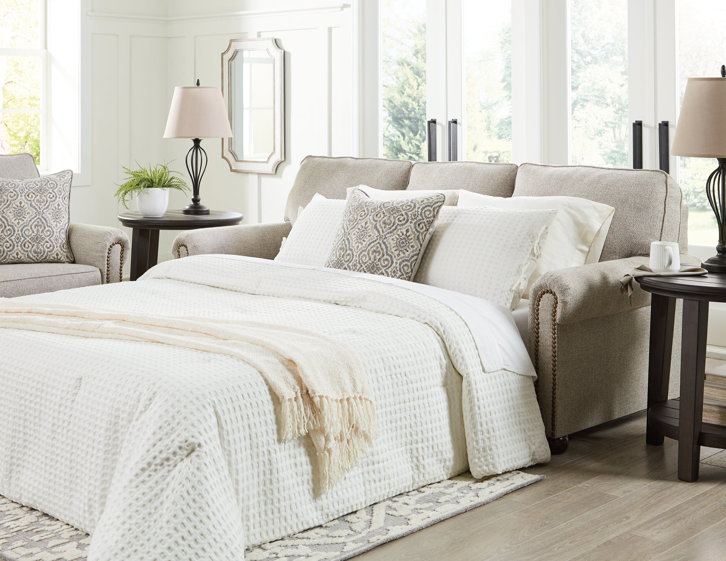 Auburndale Furniture Outlet - Ashley Furniture - Gaelon Living Room - Queen Sofa Sleeper / Dune - 3730739