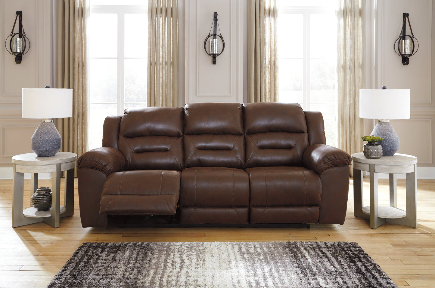 Auburndale Furniture Outlet - Ashley Furniture - Stoneland Living Room - Reclining Sofa / Chocolate - 3990488