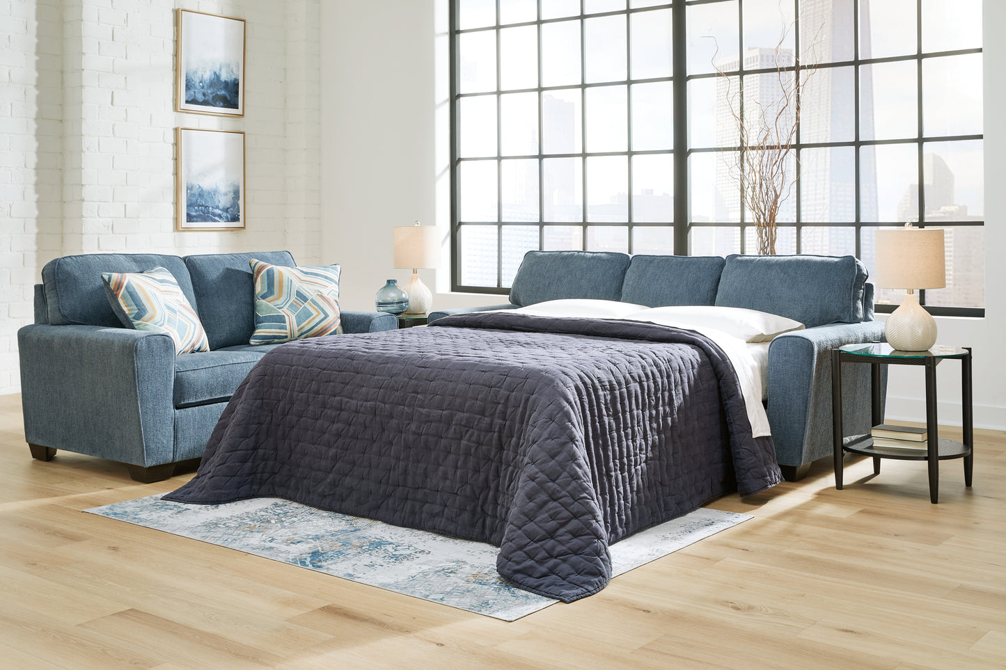 Auburndale Furniture Outlet - Ashley Furniture - Cashton Living Room - Queen Sofa Sleeper / Blue - 4060539