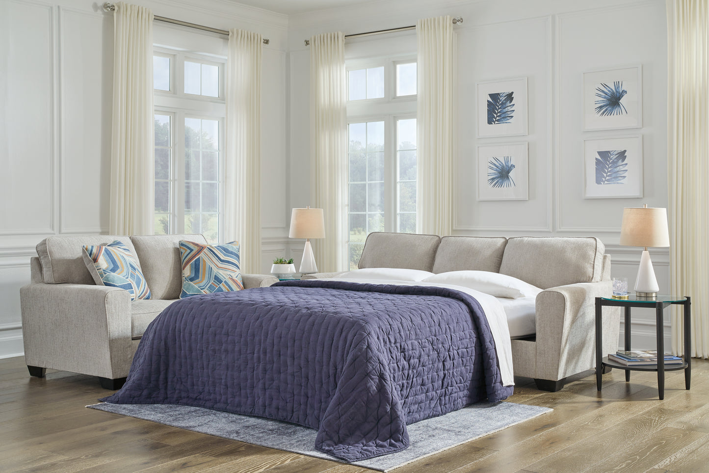 Auburndale Furniture Outlet - Ashley Furniture - Cashton Living Room - Queen Sofa Sleeper / Ice - 4060639
