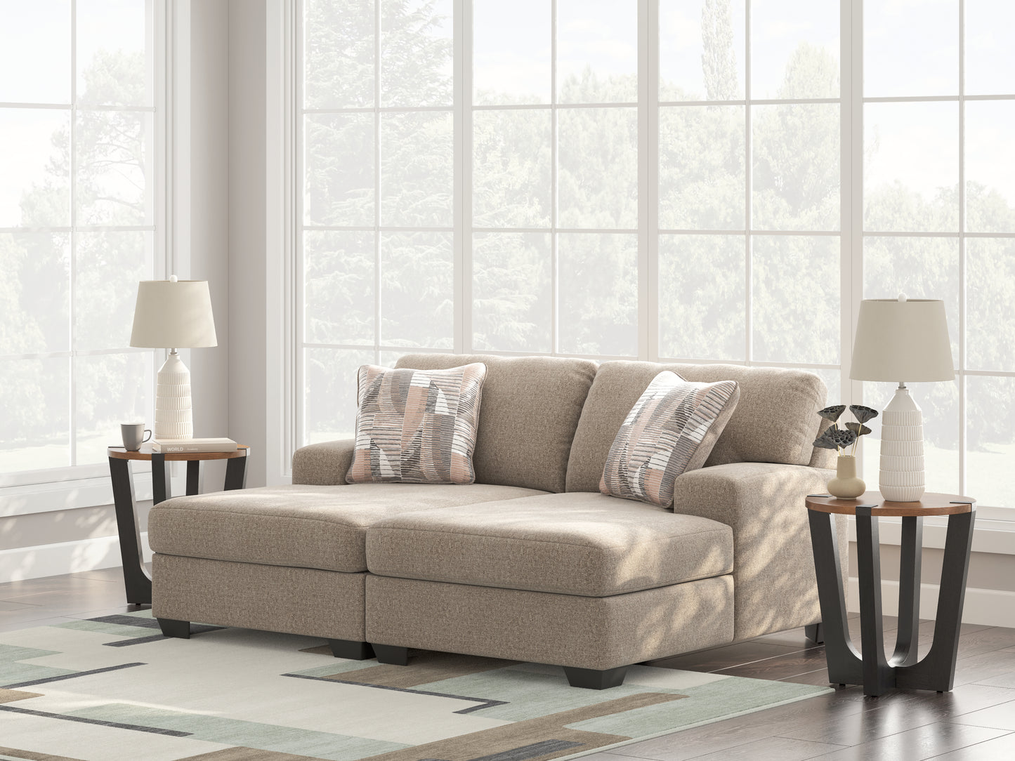 Auburndale Furniture Outlet - Ashley Furniture - Newellen Sectional - RAF 3-Piece Sleeper Sectional with Chaise / Greystone - 48405S5