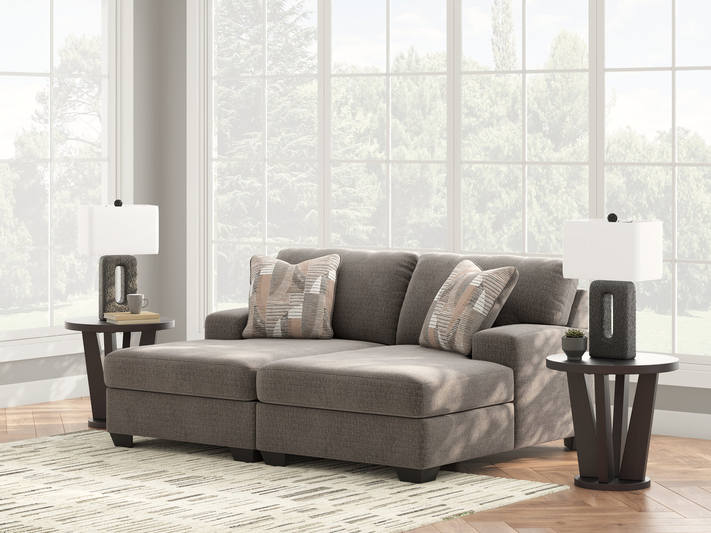 Auburndale Furniture Outlet - Ashley Furniture - Newellen Sectional - RAF 2-Piece Super Chaise / Greystone - 48405S4
