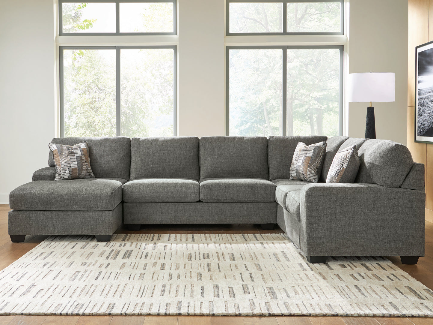 Auburndale Furniture Outlet - Ashley Furniture - Revenna Sectional - RAF 3-Piece Sleeper Sectional with Chaise / Greystone - PC48405S5