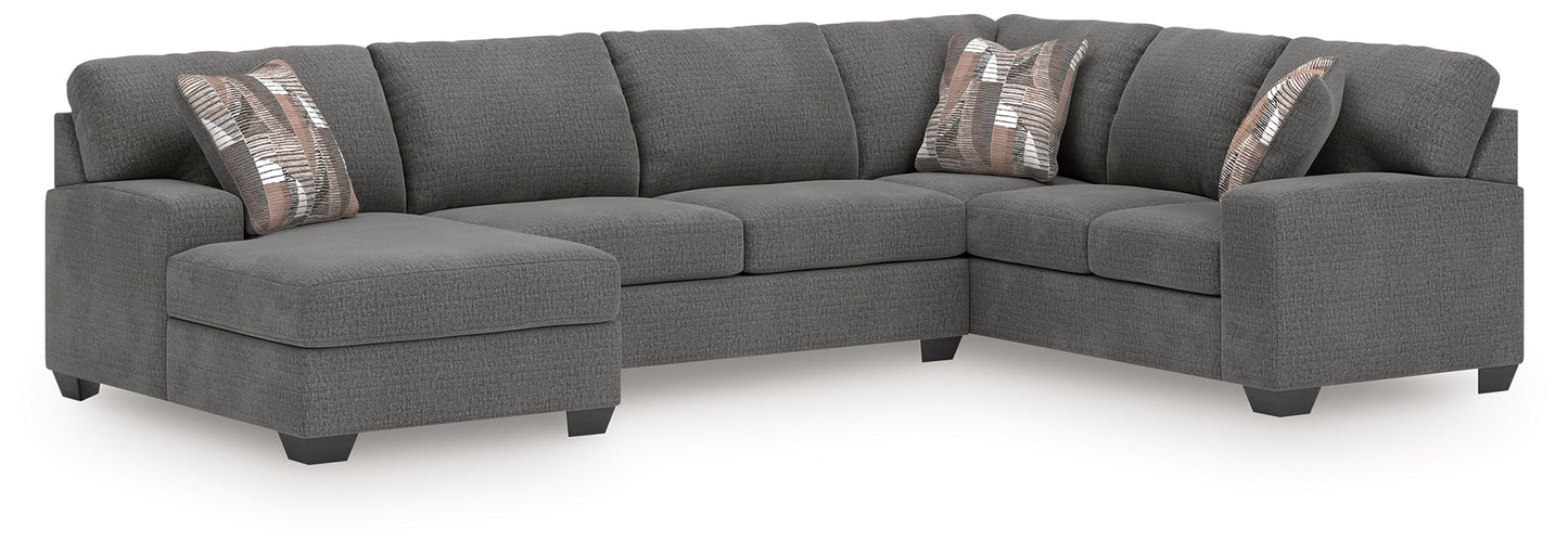 Auburndale Furniture Outlet - Ashley Furniture - Newellen Sectional - RAF 3-Piece Sectional with Chaise / Greystone - 48405S1