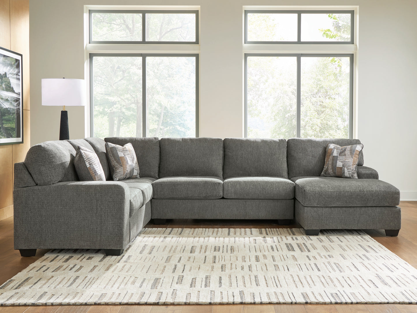 Auburndale Furniture Outlet - Ashley Furniture - Revenna Sectional - LAF 3-Piece Sectional with Chaise / Greystone - PC48405S2