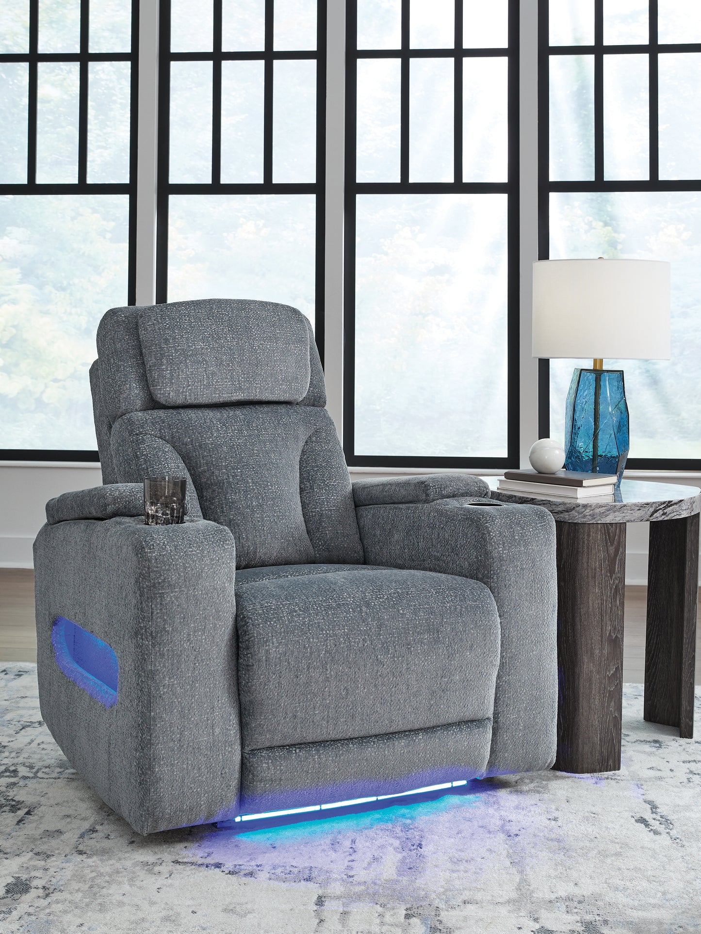 Auburndale Furniture Outlet - Ashley Furniture - Studio Cave Living Room - PWR REC Sofa with ADJ Headrest / Steel - PC4980215
