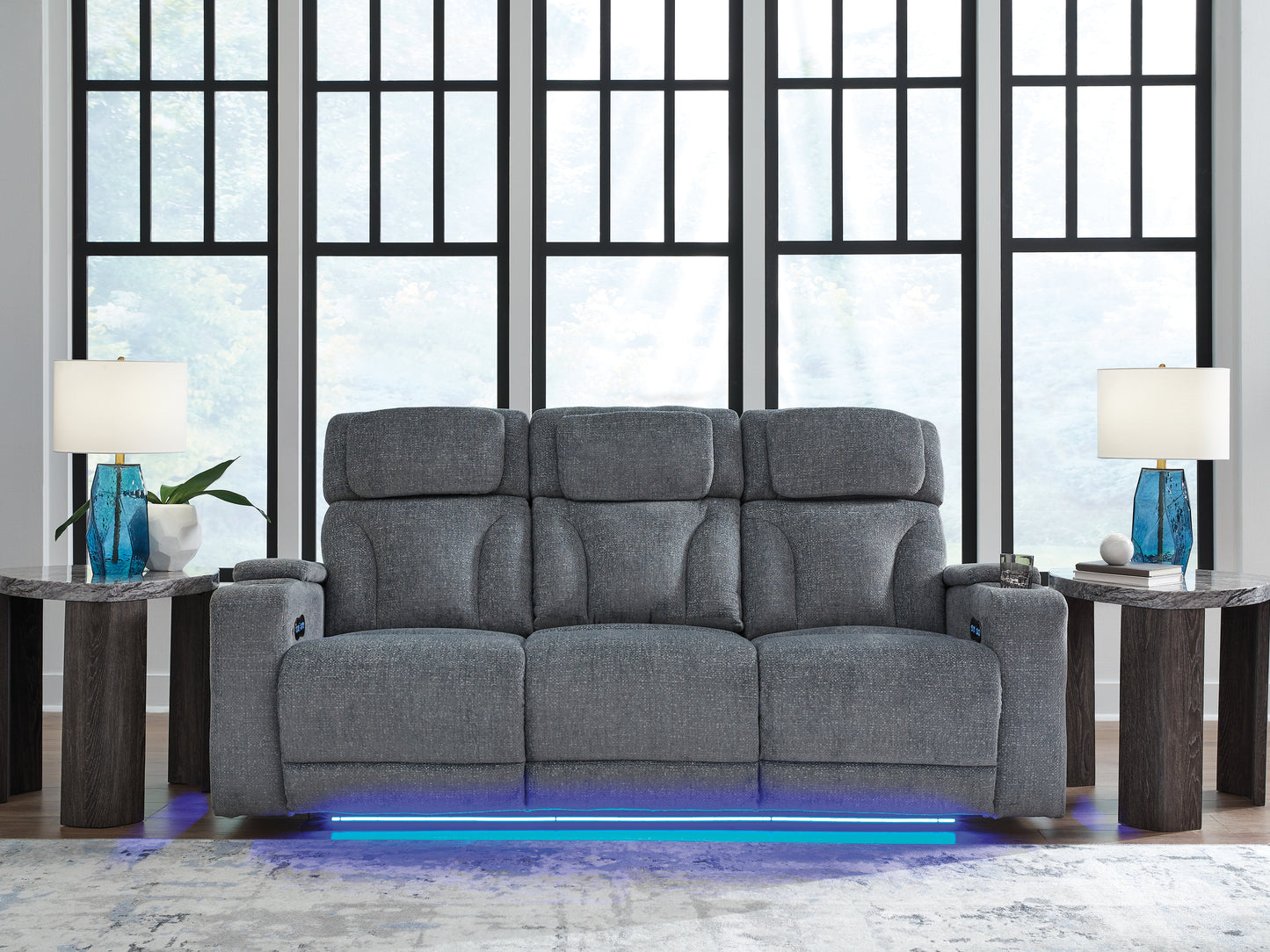 Auburndale Furniture Outlet - Ashley Furniture - Studio Cave Living Room - PWR REC Sofa with ADJ Headrest / Steel - PC4980215
