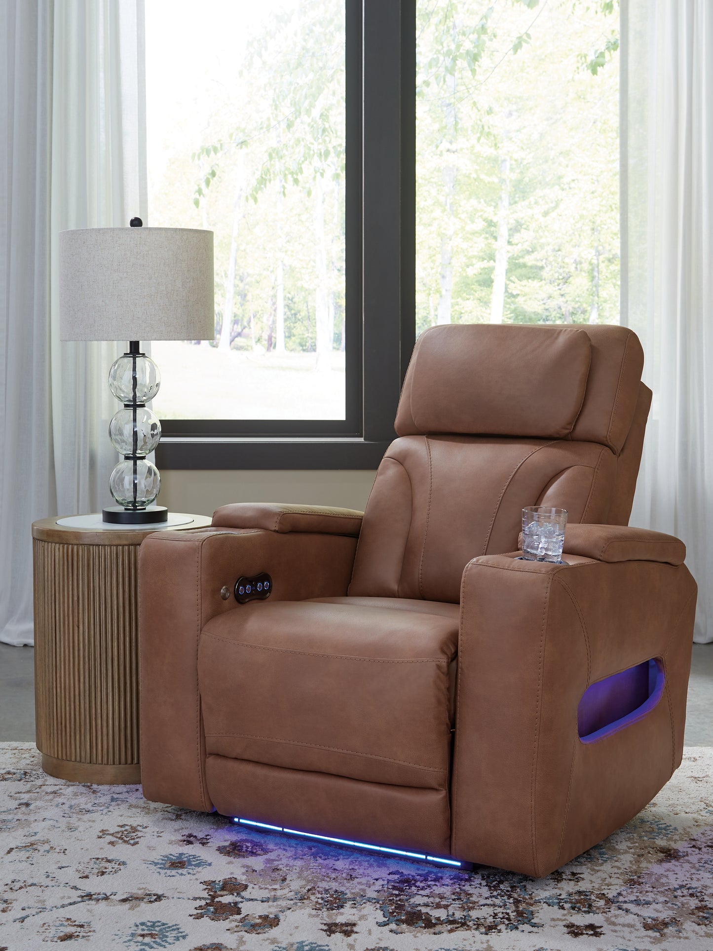 Auburndale Furniture Outlet - Ashley Furniture - Clean-Slate Living Room - PWR Recliner/ADJ Headrest / Caramel - PC5010113