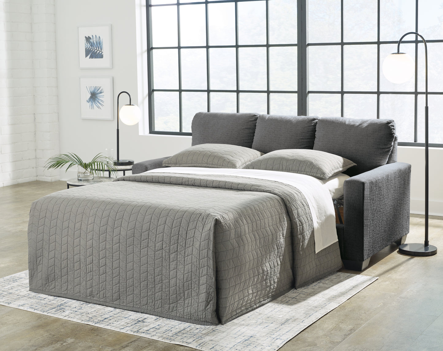 Auburndale Furniture Outlet - Ashley Furniture - Rannis Living Room - Full Sofa Sleeper / Pewter - 5360236