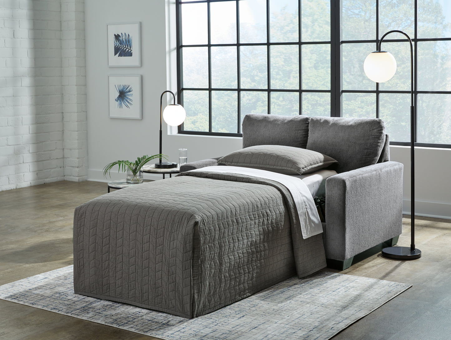 Auburndale Furniture Outlet - Ashley Furniture - Rannis Living Room - Twin Sofa Sleeper / Pewter - 5360237