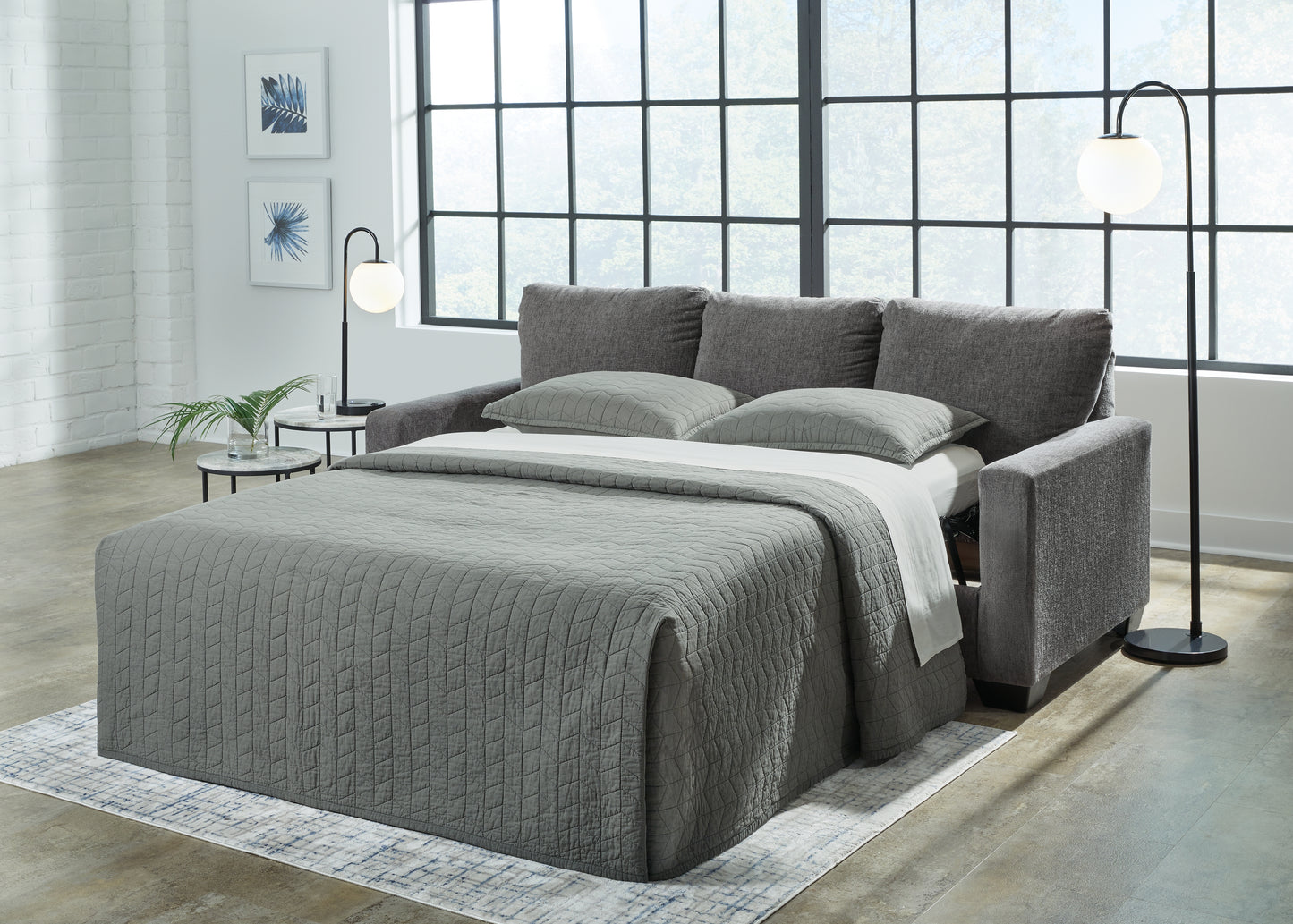 Auburndale Furniture Outlet - Ashley Furniture - Rannis Living Room - Queen Sofa Sleeper / Pewter - 5360239