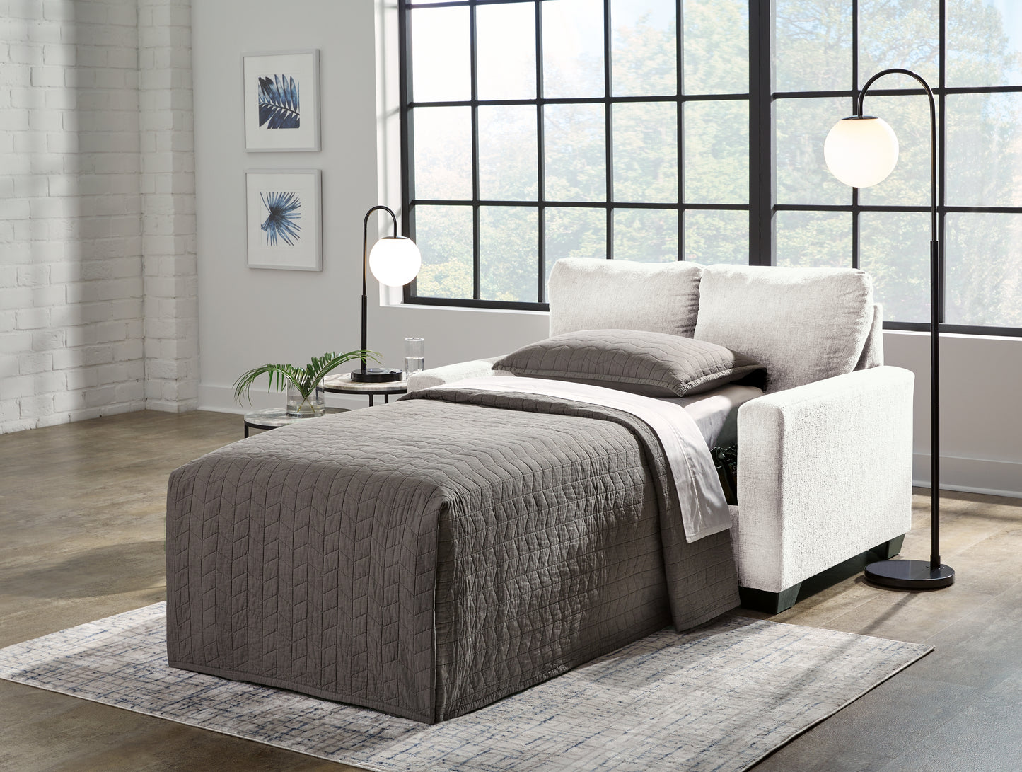 Auburndale Furniture Outlet - Ashley Furniture - Rannis Living Room - Twin Sofa Sleeper / Snow - 5360337