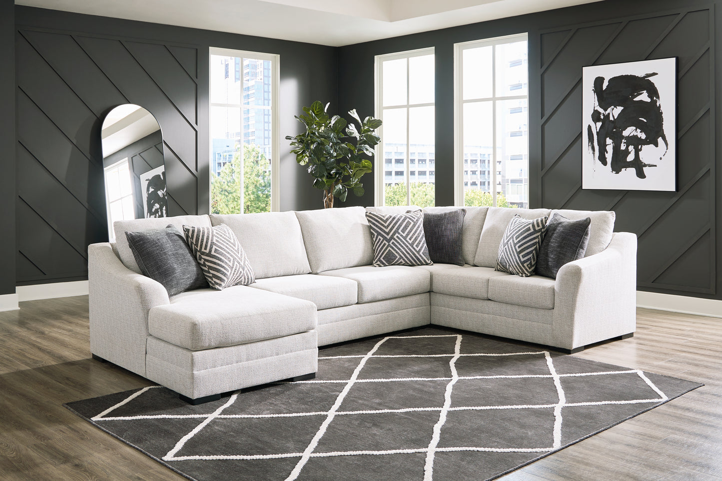 Auburndale Furniture Outlet - Ashley Furniture - Koralynn Sectional - RAF 3-Piece Sectional with Chaise / Stone - 54102S1