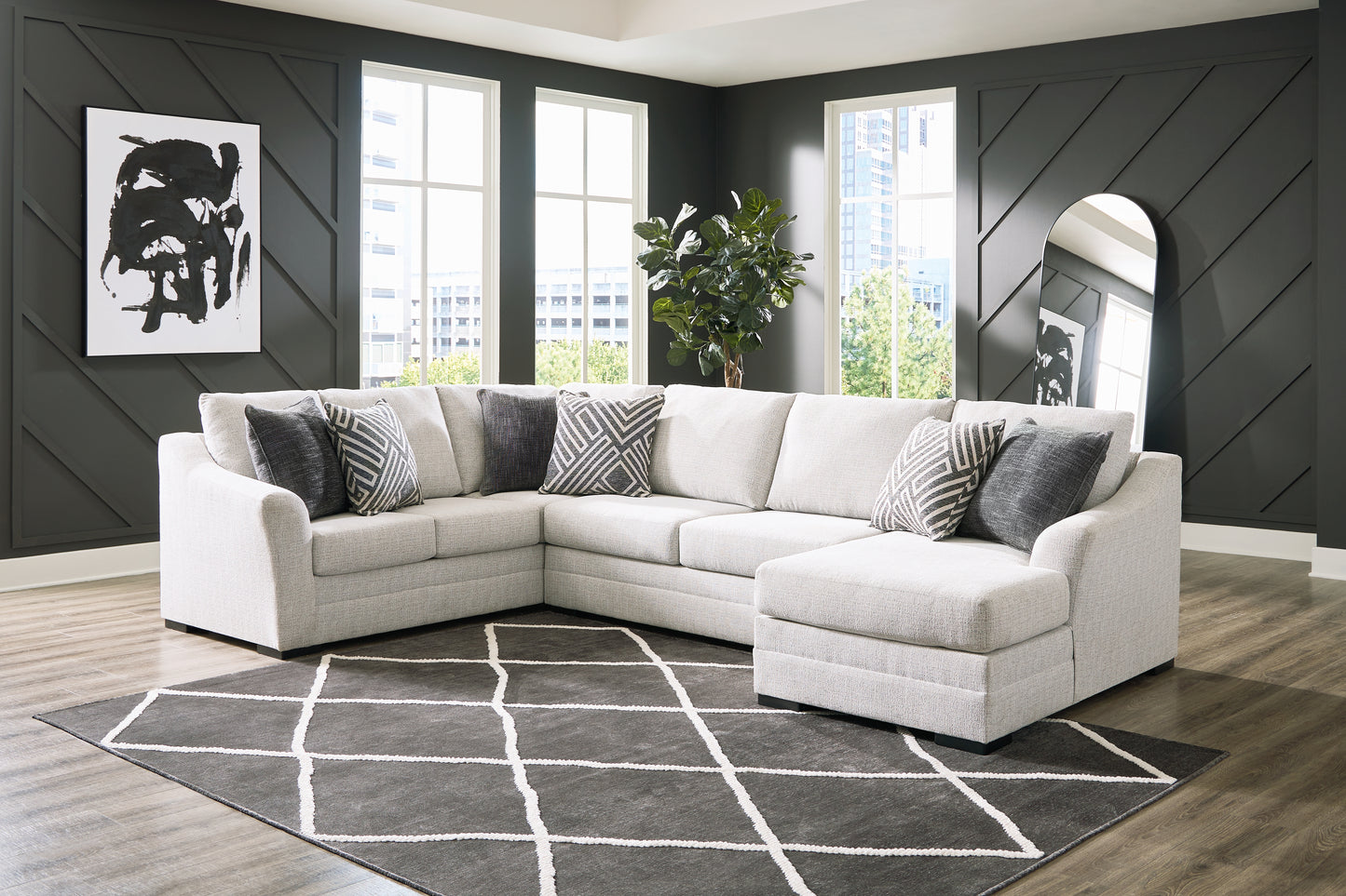 Auburndale Furniture Outlet - Ashley Furniture - Koralynn Sectional - LAF 3-Piece Sectional with Chaise / Stone - 54102S2