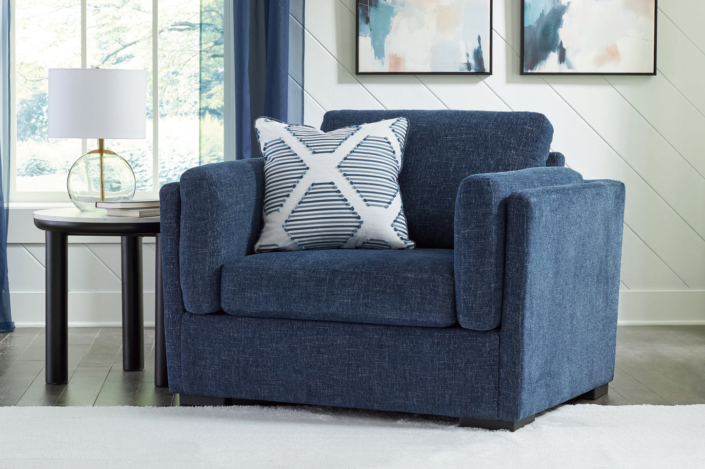 Auburndale Furniture Outlet - Ashley Furniture - Evansley Living Room - Chair and a Half / Navy - 5450223