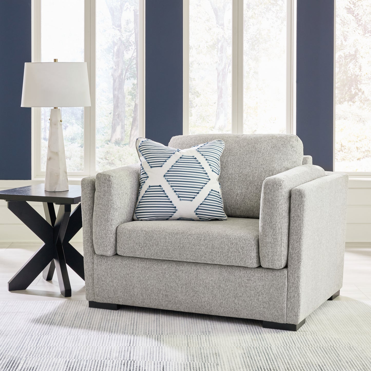 Auburndale Furniture Outlet - Ashley Furniture - Evansley Living Room - Chair and a Half / Pewter - 5450323