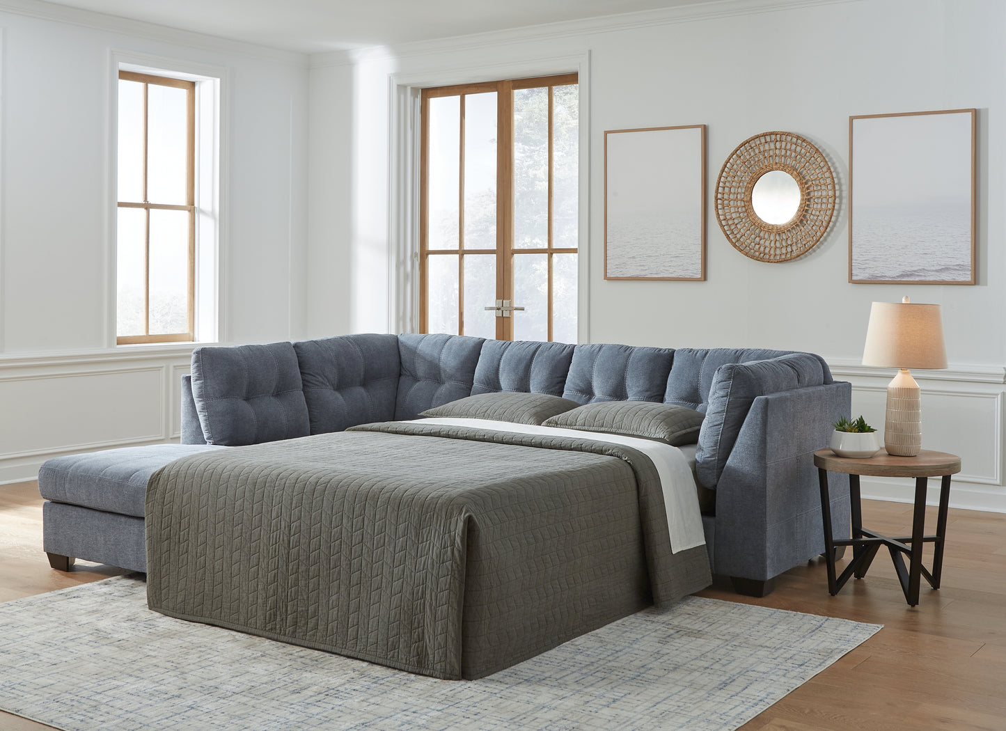 Auburndale Furniture Outlet - Ashley Furniture - Marleton Sectional - RAF 2-Piece Sleeper Sectional with Chaise / Denim - 55303S3