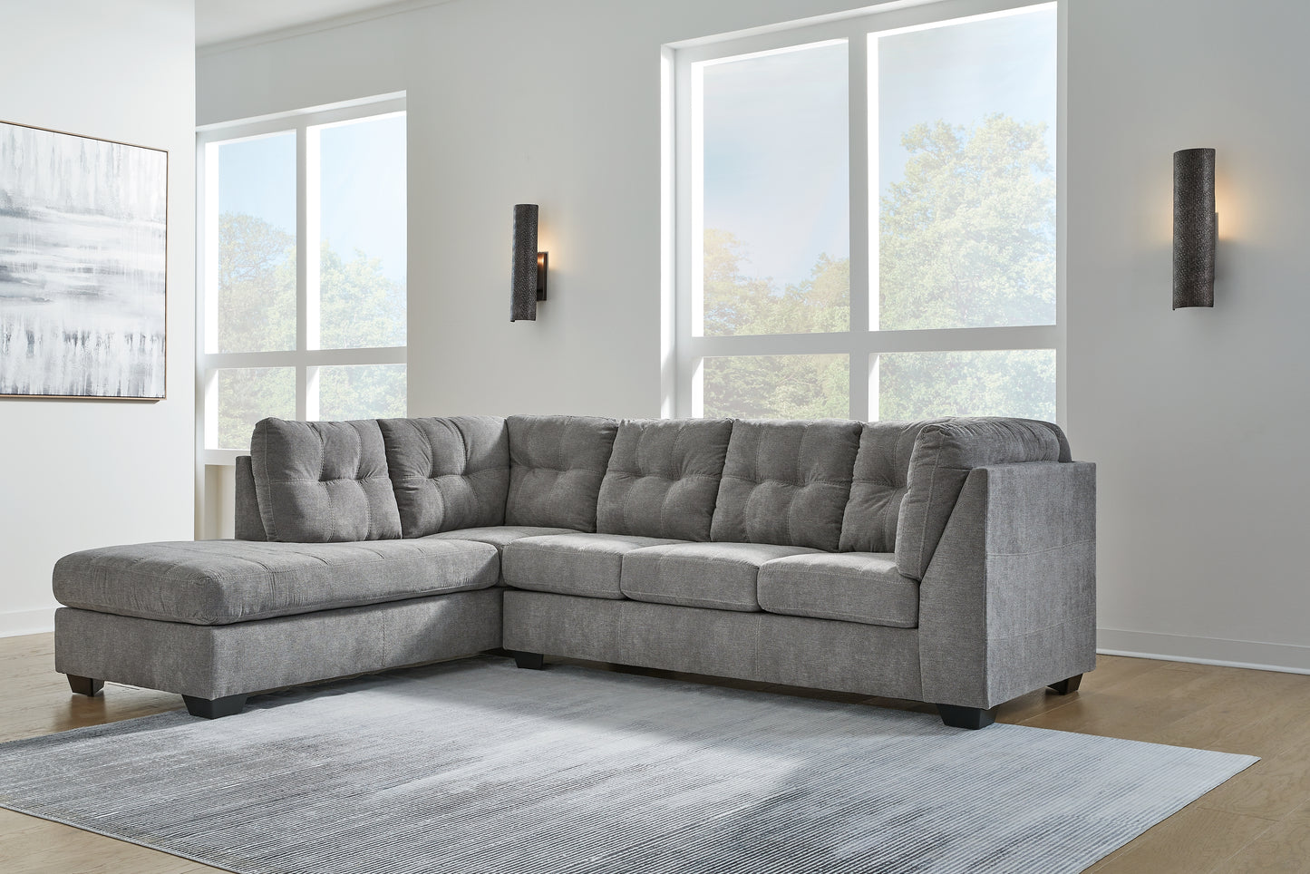 Auburndale Furniture Outlet - Ashley Furniture - Marleton Sectional - RAF 2-Piece Sectional with Chaise / Gray - 55305S1