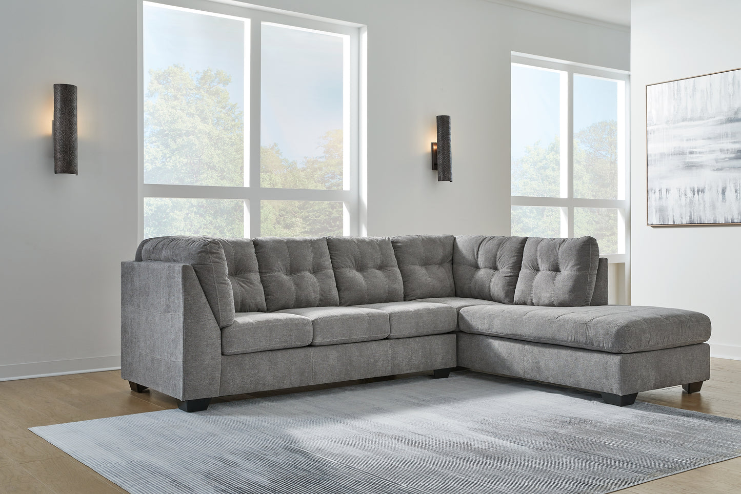 Auburndale Furniture Outlet - Ashley Furniture - Marleton Sectional - LAF 2-Piece Sectional with Chaise / Gray - 55305S2