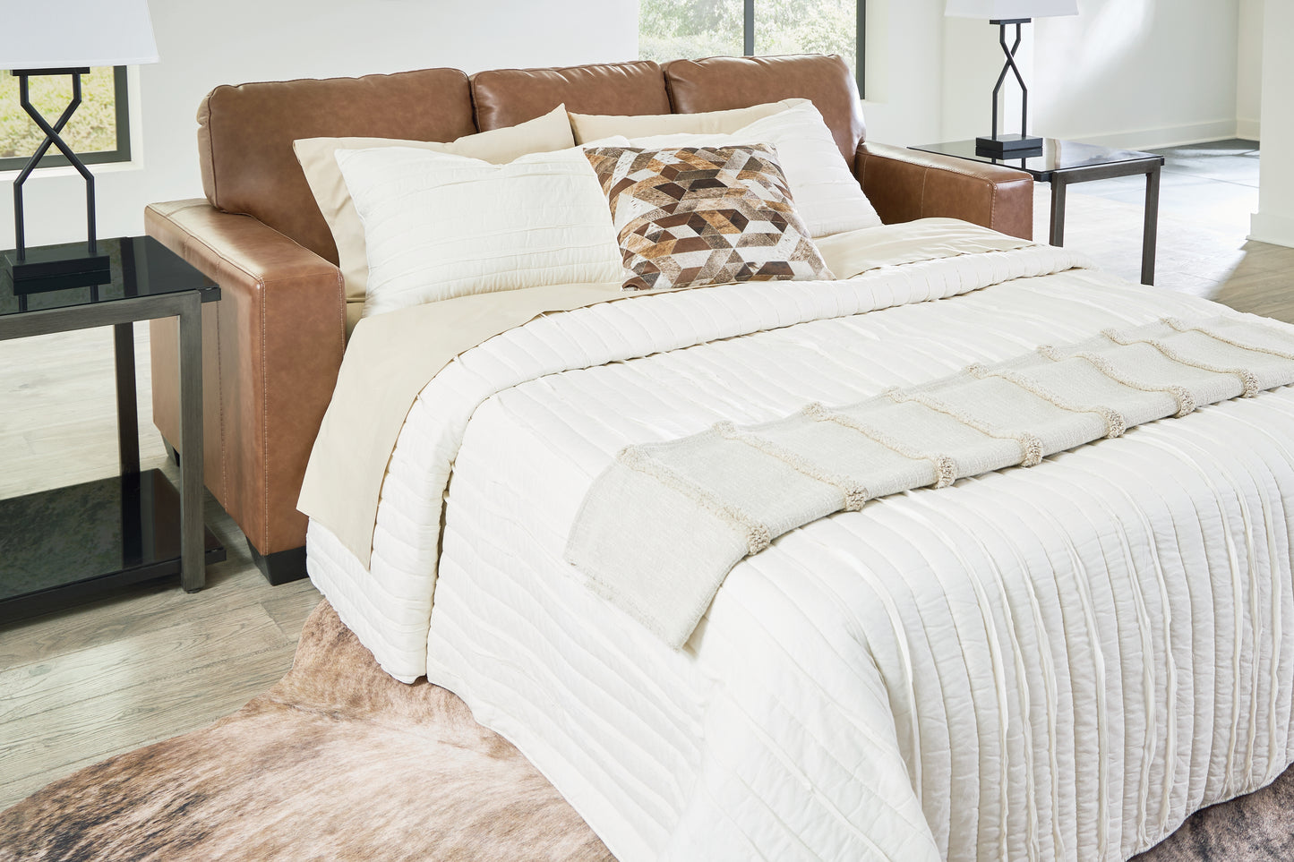 Auburndale Furniture Outlet - Ashley Furniture - Bolsena Living Room - Queen Sofa Sleeper / Caramel - 5560339