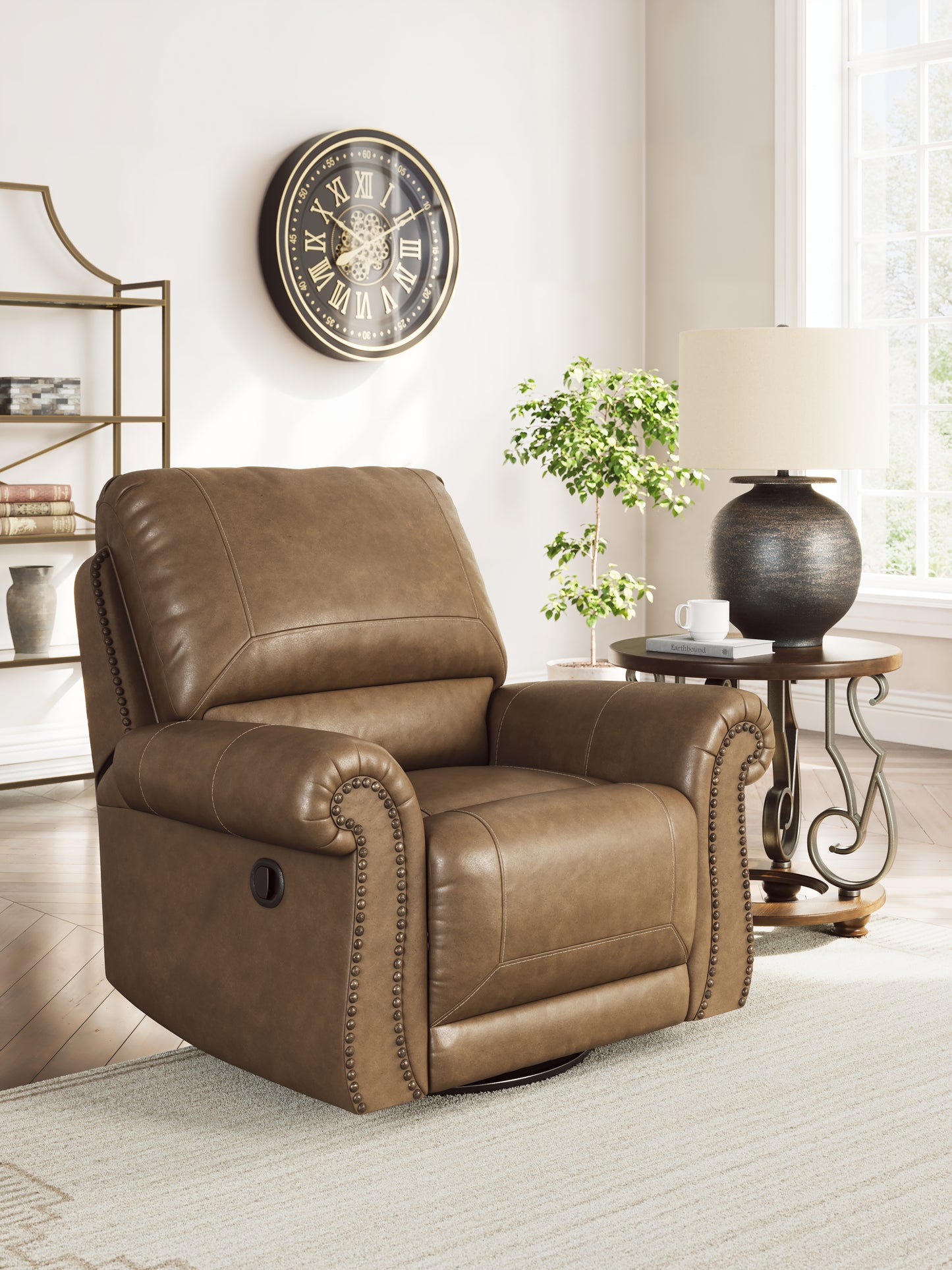 Auburndale Furniture Outlet - Ashley Furniture - Chasemore Living Room - Swivel Glider Recliner / Earth - PC5590261