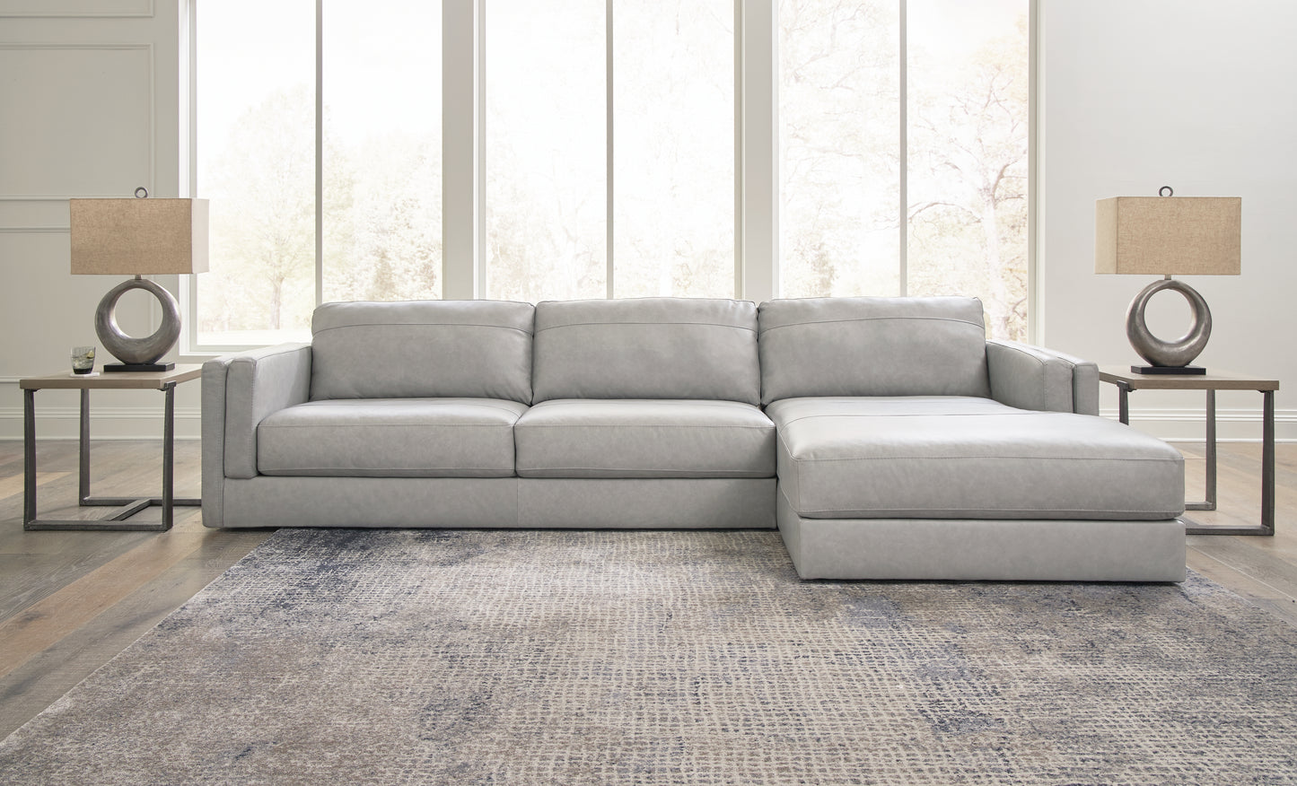 Auburndale Furniture Outlet - Ashley Furniture - Amiata Sectional - LAF 2-Piece Sectional with Chaise / Glacier - 57404S2