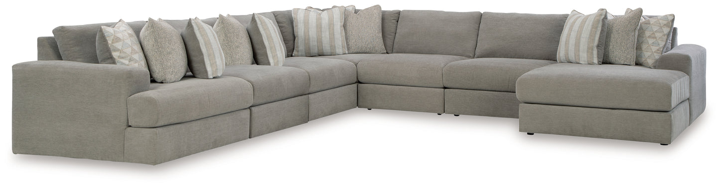 Auburndale Furniture Outlet - Ashley Furniture - Avaliyah Sectional - RAF 7-Piece Sectional with Chaise / Ash - 58103S10