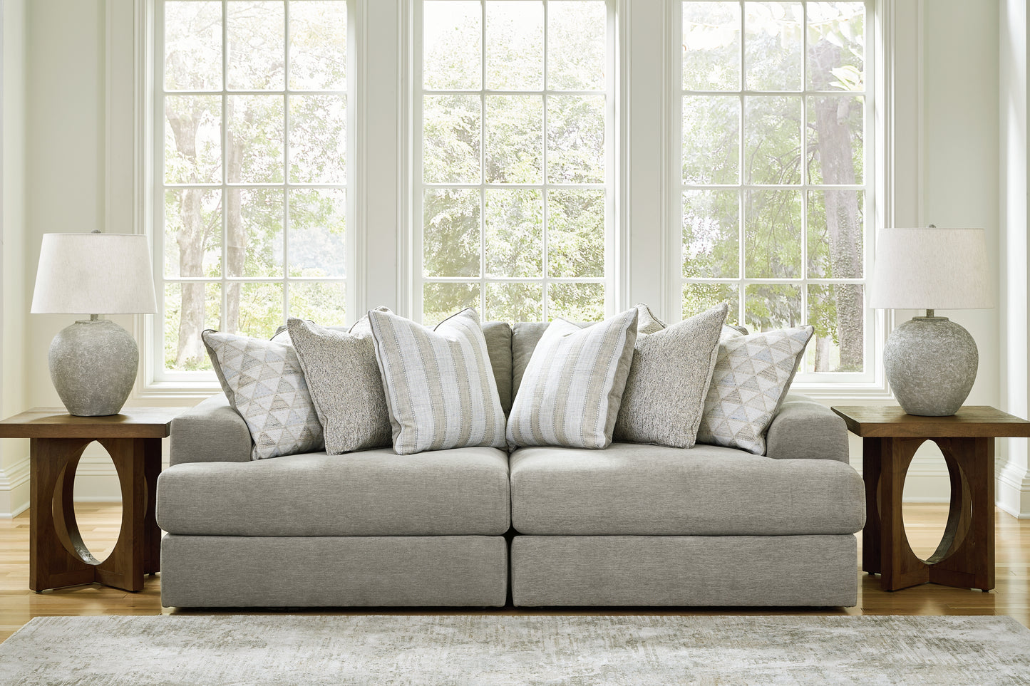 Auburndale Furniture Outlet - Ashley Furniture - Avaliyah Sectional - RAF 2-Piece Sectional Loveseat / Ash - 58103S1